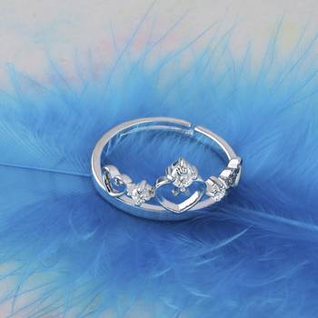 Silver Plated Stylish Solitaire Adjustable Ring For women Girls 1
