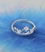 Silver Plated Stylish Solitaire Adjustable Ring For women Girls