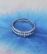 Silver Plated Stylish Solitaire Adjustable Ring For women Girls