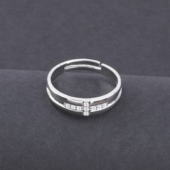 Silver Plated Stylish Solitaire Adjustable Ring For women Girls 2
