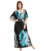 DILJEET Floral Print Satin Kaftan-Green
