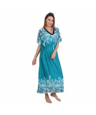DILJEET Digital Print Satin Kaftan-Green 1