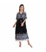 DILJEET Digital Print Satin Kaftan-Black