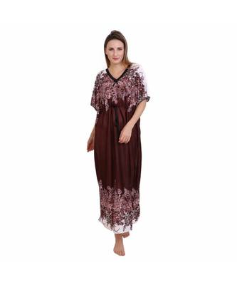 DILJEET Digital Print Satin Kaftan-Brown 1