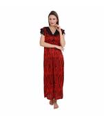 DILJEET Tiger Print Satin Night Gown-Red