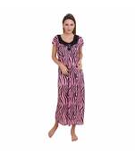 DILJEET Tiger Print Satin Night Gown-Pink