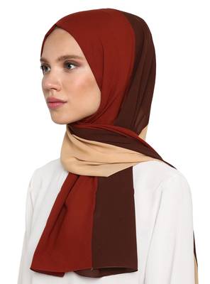 Women's Brown Color Islamic Wear Printed Scarf Hijab Dupatta 1
