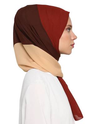 Women's Brown Color Islamic Wear Printed Scarf Hijab Dupatta 3