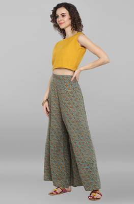 Turquoise floral print rayon salwar 3