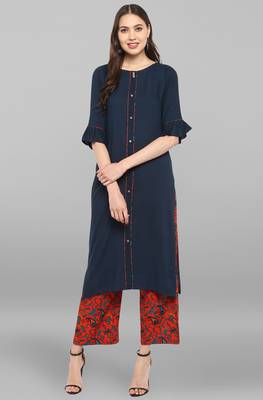 Navy-blue plain rayon salwar 1
