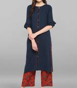 Navy-blue plain rayon salwar