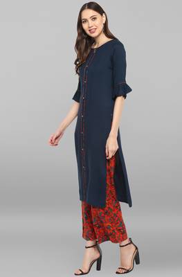 Navy-blue plain rayon salwar 2