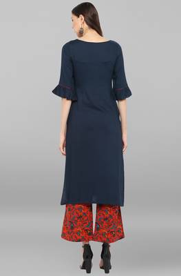 Navy-blue plain rayon salwar 3