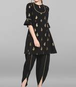 Black golden print crepe salwar
