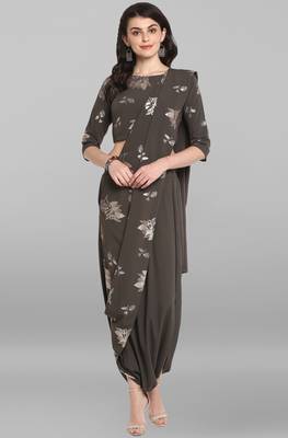 Olive printed crepe salwar 1