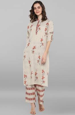 Cream printed cotton salwar 1