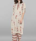 Cream printed cotton salwar