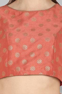 Peach printed silk stitched lehenga 4