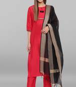 Red plain silk salwar