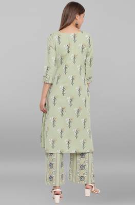 Janasya Light green floral print cotton salwar 2