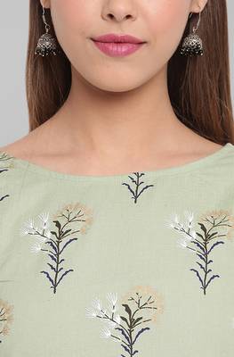 Janasya Light green floral print cotton salwar 3