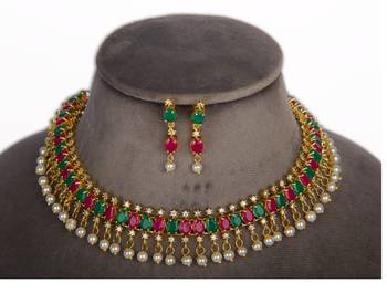 Multicolor Alloy Gold Plated Indian Bollywood Ethnic Imitation Jewellery Necklace 1