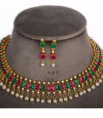 Multicolor Alloy Gold Plated Indian Bollywood Ethnic Imitation Jewellery Necklace