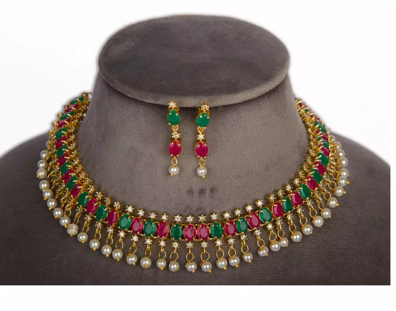 Multicolor Alloy Gold Plated Indian Bollywood Ethnic Imitation Jewellery Necklace