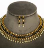 Black Alloy Gold Plated Indian Bollywood Ethnic Imitation Jewellery Necklace