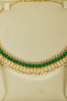 Green Alloy Gold Plated Indian Bollywood Ethnic Imitation Jewellery Necklace