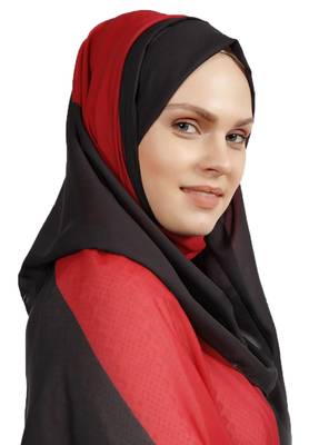 Women's Red Color Casual Wear BSY Magic Fabric Hijab Scarf Dupatta 3