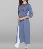 Janasya Light blue embroidered rayon ethnic kurtis