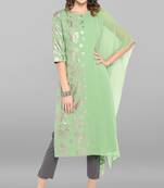 Light green printed crepe ethnic kurtis