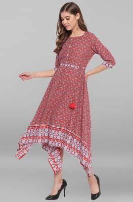 Janasya Multicolor printed rayon long kurtis 2
