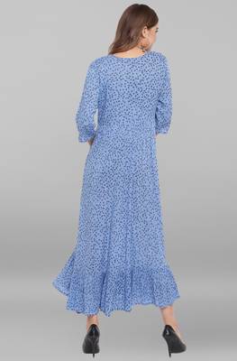 Janasya Blue printed viscose rayon long kurtis 4