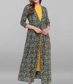 Janasya Green printed rayon long kurtis