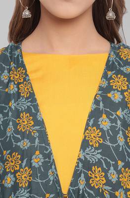 Janasya Green printed rayon long kurtis 5