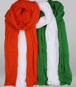 Janasya Women's Multicolor Plain Cotton Pom Pom Dupatta