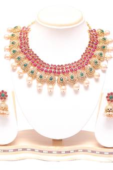 Green-marron wedding necklace set