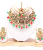 Bridal red and green choker necklace set