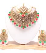Bridal red and green choker necklace set