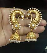 Kundan kaan earrings with pearl chain