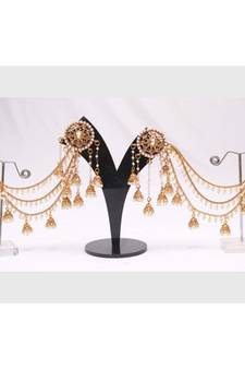 Bahubali earrings with hair extension