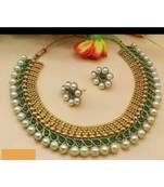 Green with pearls copper choker set