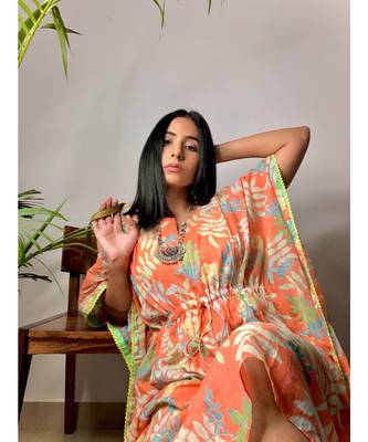 Orange Tropical Kaftan 1