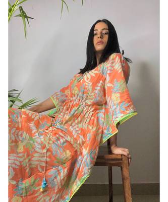 Orange Tropical Kaftan 6