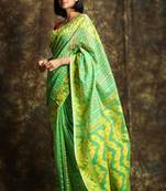 Light Green Woven Blended Cotton Saree Without Blouse
