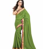 MAHATI green bangalore_silk plain chiffon sarees with blouse