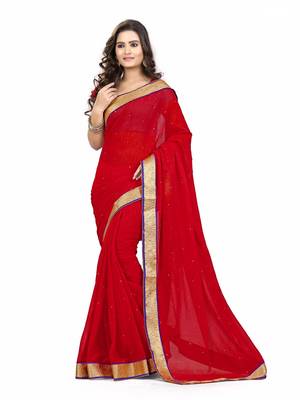 MAHATI red bangalore_silk plain chiffon sarees with blouse 1