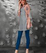 Grey embroidered art silk short-kurtis